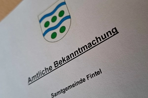 Schriftzug Amtliche Bekanntmachung für Eintragungen unter "Aktuelles"