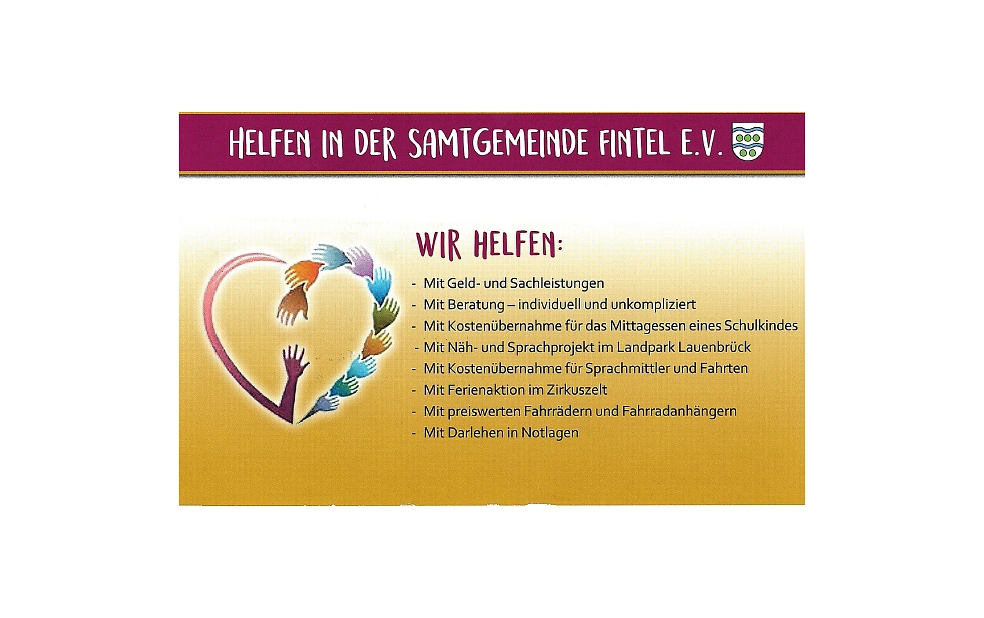 Visitenkarte vom Verein Helfen in der Samtgemeinde Fintel e.V. Rückseite © Samtgemeinde Fintel